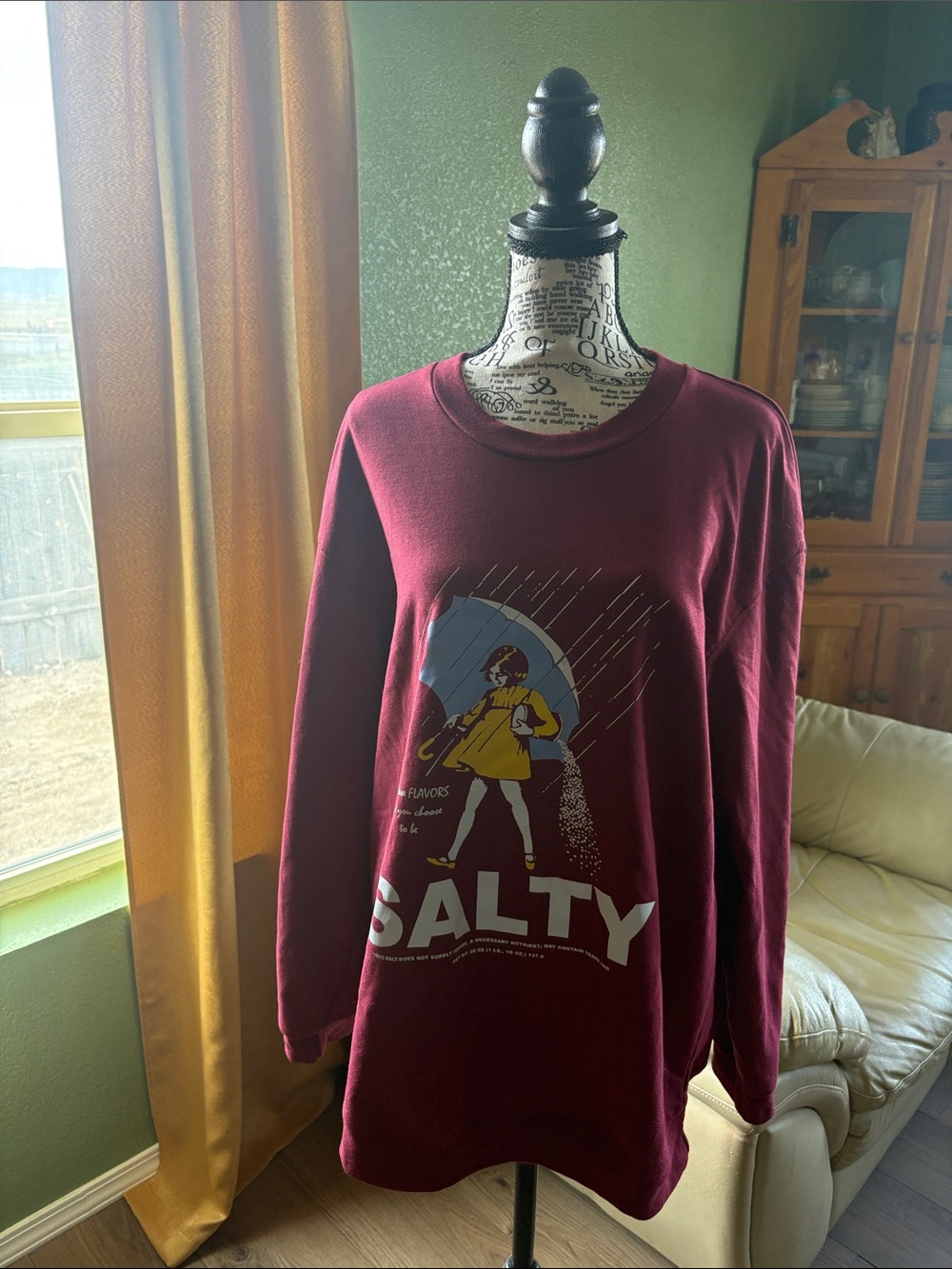 Maroon "SALTY" Graphic Long Sleeve Tee